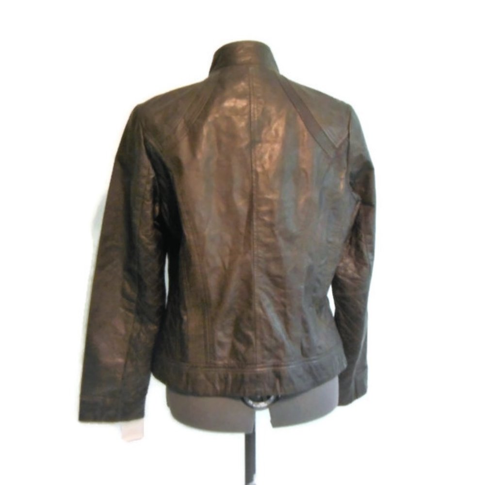 NWT Bernardo Genuine Dark Gray Leather Jacket - M - Picture 5 of 8